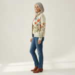 Andrea Strickjacke mit Wildblumenmuster, Seitenansicht