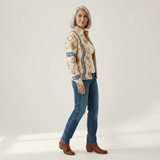 Sabine Strickjacke mit Rosenrankenmuster, Seitenansicht
