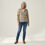 Petra Strickjacke mit floralem Gartenmuster, Vorderansicht