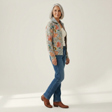 Petra Strickjacke mit floralem Gartenmuster, Seitenansicht