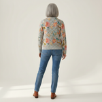 Petra Strickjacke mit floralem Gartenmuster, Rückansicht