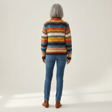 Karin Strickjacke mit buntem Zickzackmuster, Rückansicht