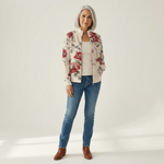 Monika Strickjacke mit Vintage-Rosenmuster, Vorderansicht