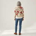 Monika Strickjacke mit Vintage-Rosenmuster, Rückansicht