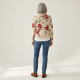 Monika Strickjacke mit Vintage-Rosenmuster, Rückansicht