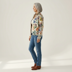 Birgit Strickjacke mit botanischem Blumenmuster, Seitenansicht