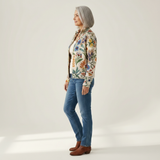 Birgit Strickjacke mit botanischem Blumenmuster, Seitenansicht