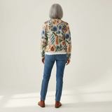 Birgit Strickjacke mit botanischem Blumenmuster, Rückansicht