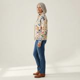 Anja Strickjacke mit buntem Blättermuster, Seitenansicht