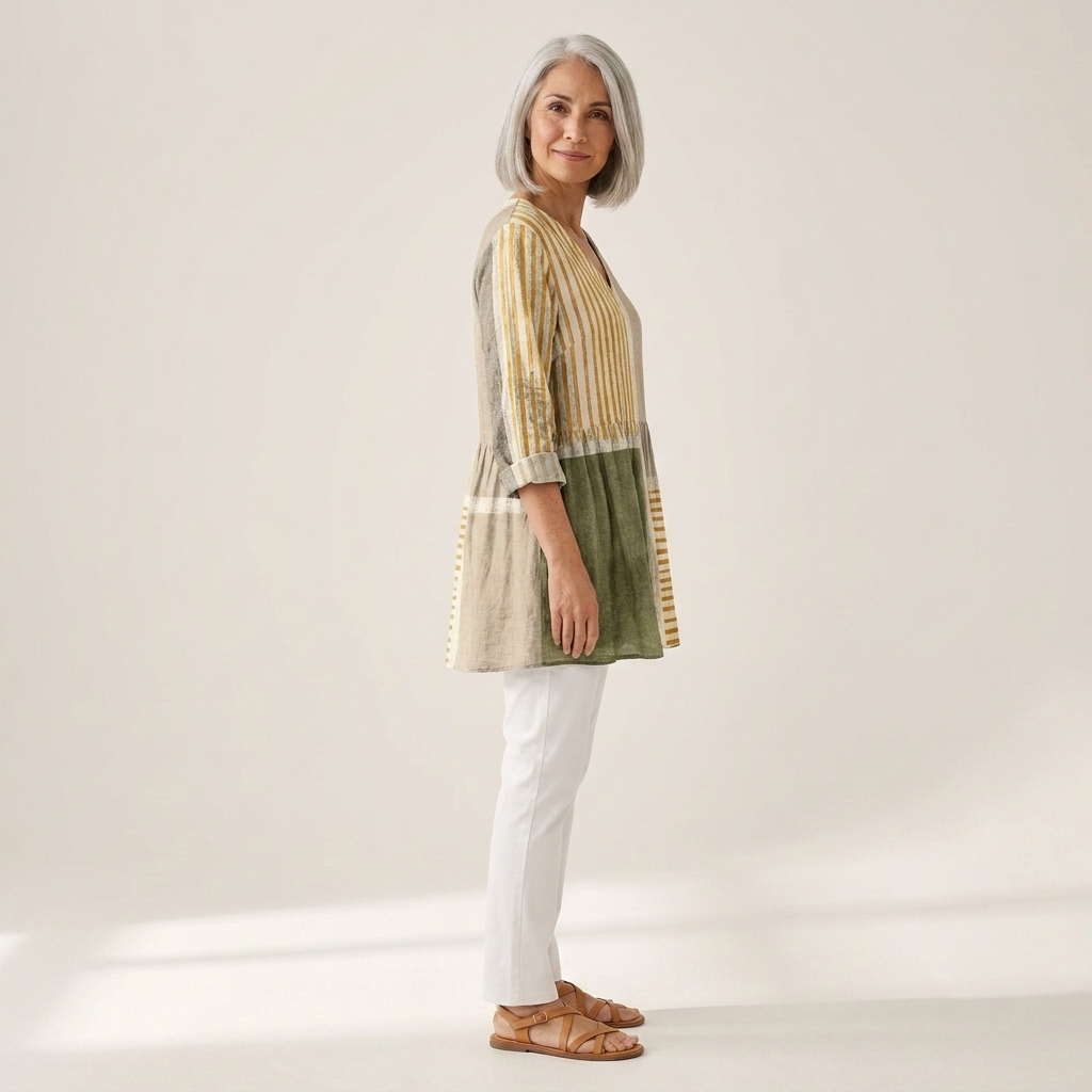 Maeve | Lange Bluse mit Muster - Seitenansicht