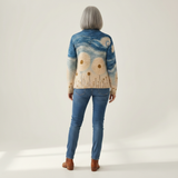 Renate Strickjacke mit Pusteblumen-Motiv, Rückansicht
