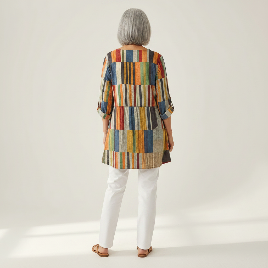 Avery | Lange Bluse mit Muster - Rückansicht