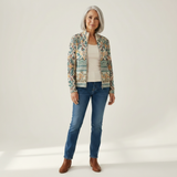 Gisela Strickjacke mit floraler Bordüre, Vorderansicht