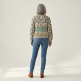 Gisela Strickjacke mit floraler Bordüre, Rückansicht