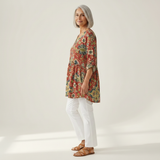 Wren | Lange Bluse mit Muster - Seitenansicht