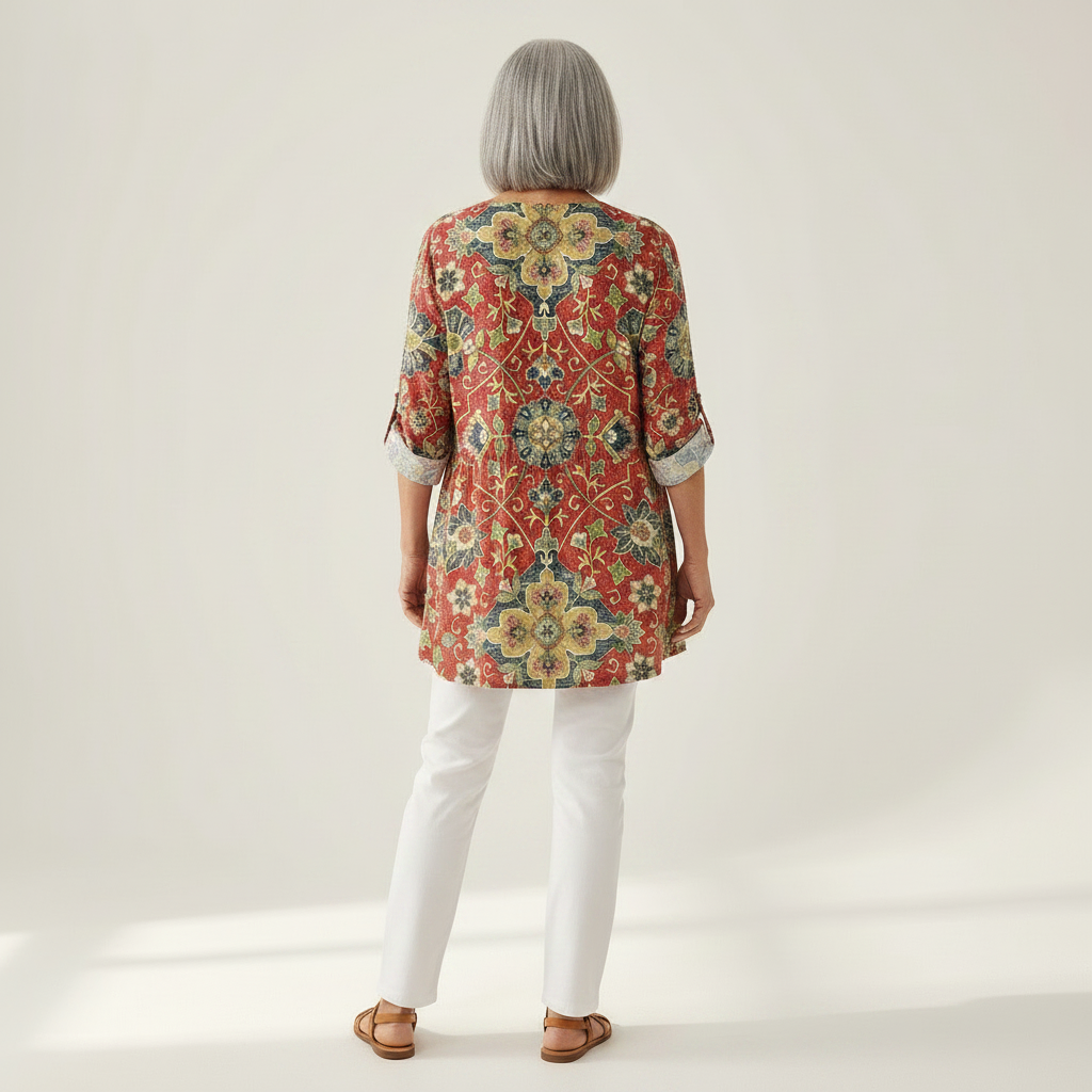 Wren | Lange Bluse mit Muster - Rückansicht