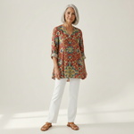 Wren | Lange Bluse mit Muster - Vorderansicht