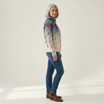 Martina Strickjacke mit Pfauenfeder-Motiv, Seitenansicht