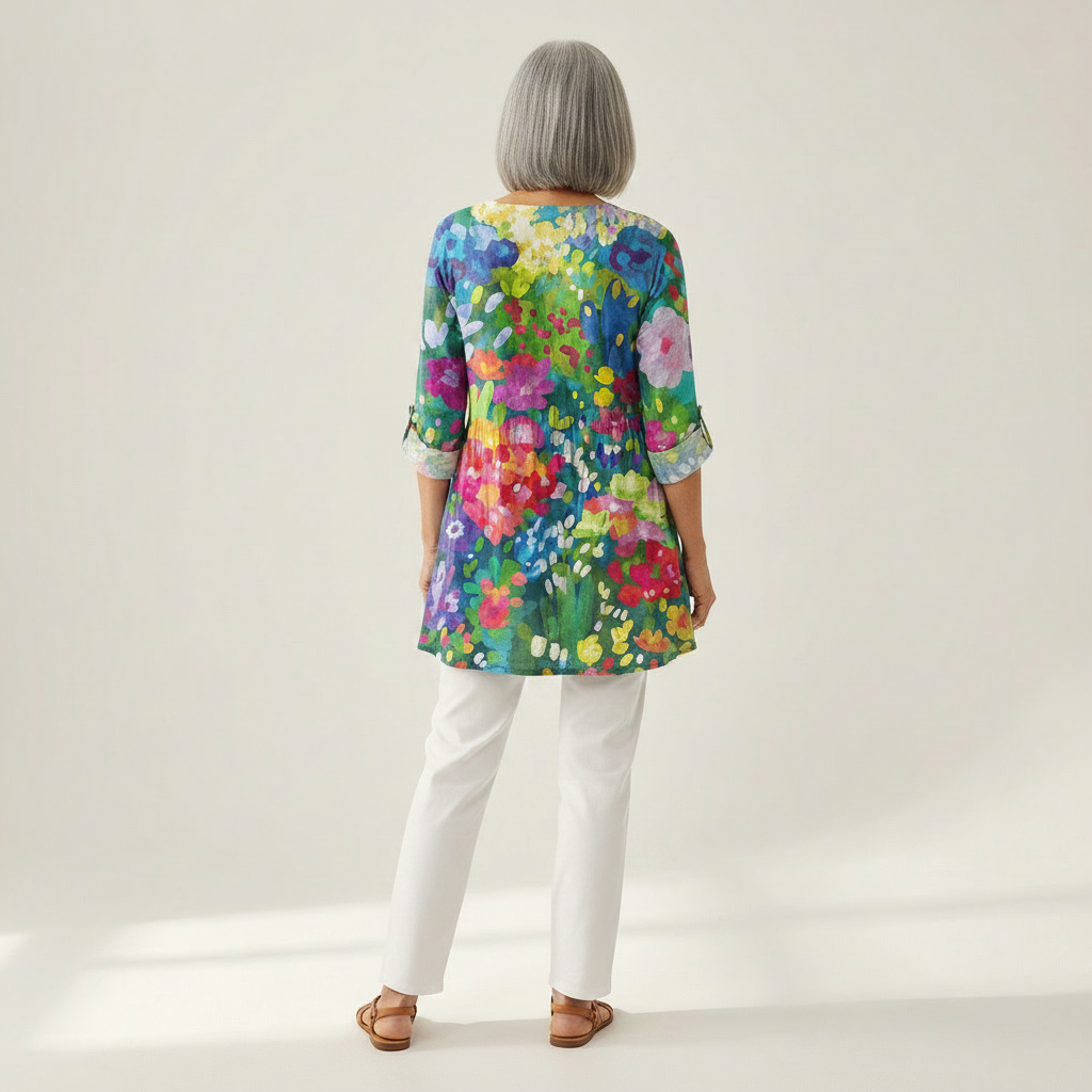 Eden | Lange Bluse mit Muster - Rückansicht