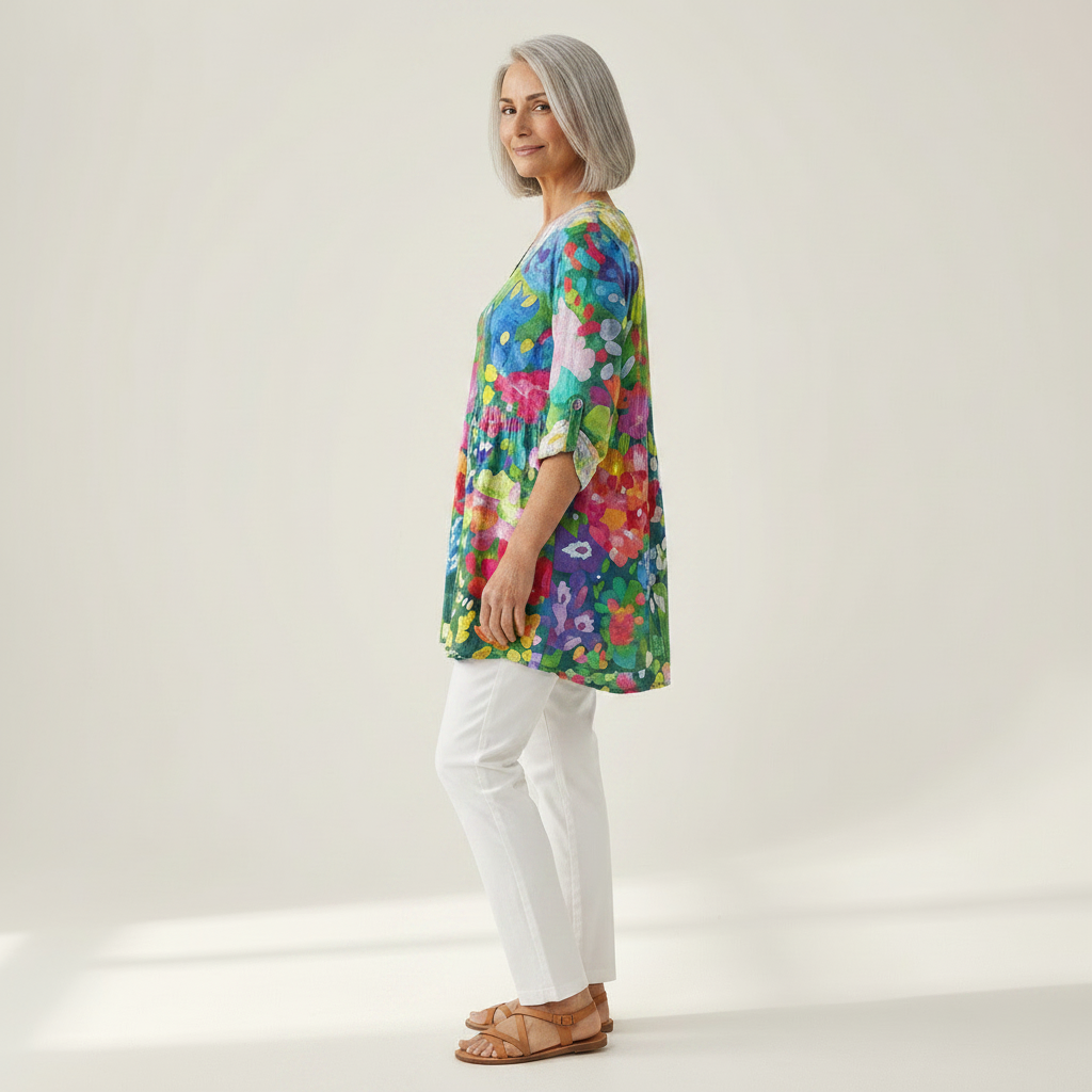 Eden | Lange Bluse mit Muster - Seitenansicht
