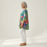 Eden | Lange Bluse mit Muster - Seitenansicht