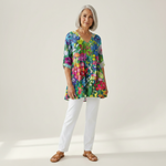 Eden | Lange Bluse mit Muster - Vorderansicht
