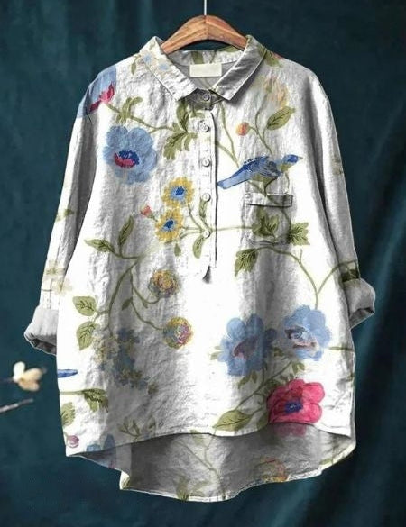 Alodia | Florale Französische Vintage-Bluse