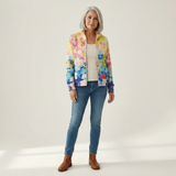 Ursula Strickjacke mit Aquarell-Blumenmuster, Vorderansicht