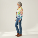 Ursula Strickjacke mit Aquarell-Blumenmuster, Seitenansicht