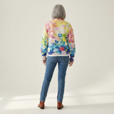 Ursula Strickjacke mit Aquarell-Blumenmuster, Rückansicht