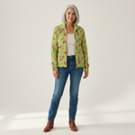 Elke Grüne Strickjacke mit Blumenmuster, Vorderansicht