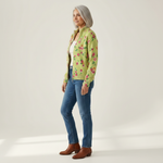 Elke Grüne Strickjacke mit Blumenmuster, Seitenansicht