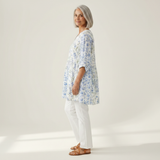 Brielle | Lange Bluse mit Muster - Seitenansicht