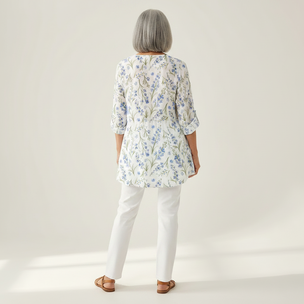 Brielle | Lange Bluse mit Muster - Rückansicht