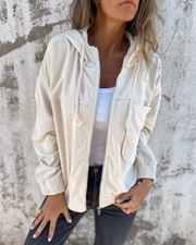Carla | Cordjacke mit Reißverschluss und Kapuze