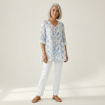 Brielle | Lange Bluse mit Muster - Vorderansicht
