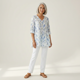 Brielle | Lange Bluse mit Muster - Vorderansicht