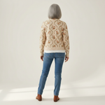 Ingrid Strickjacke mit zarten Blumenranken, Rückansicht