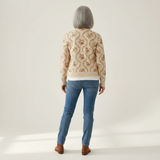 Ingrid Strickjacke mit zarten Blumenranken, Rückansicht