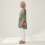 Keira | Lange Bluse mit Muster - Seitenansicht