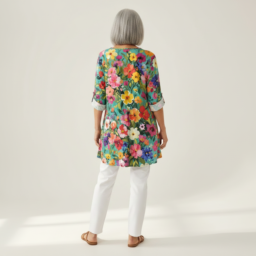 Keira | Lange Bluse mit Muster - Rückansicht