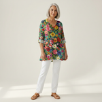 Keira | Lange Bluse mit Muster - Vorderansicht