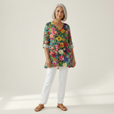 Keira | Lange Bluse mit Muster - Vorderansicht