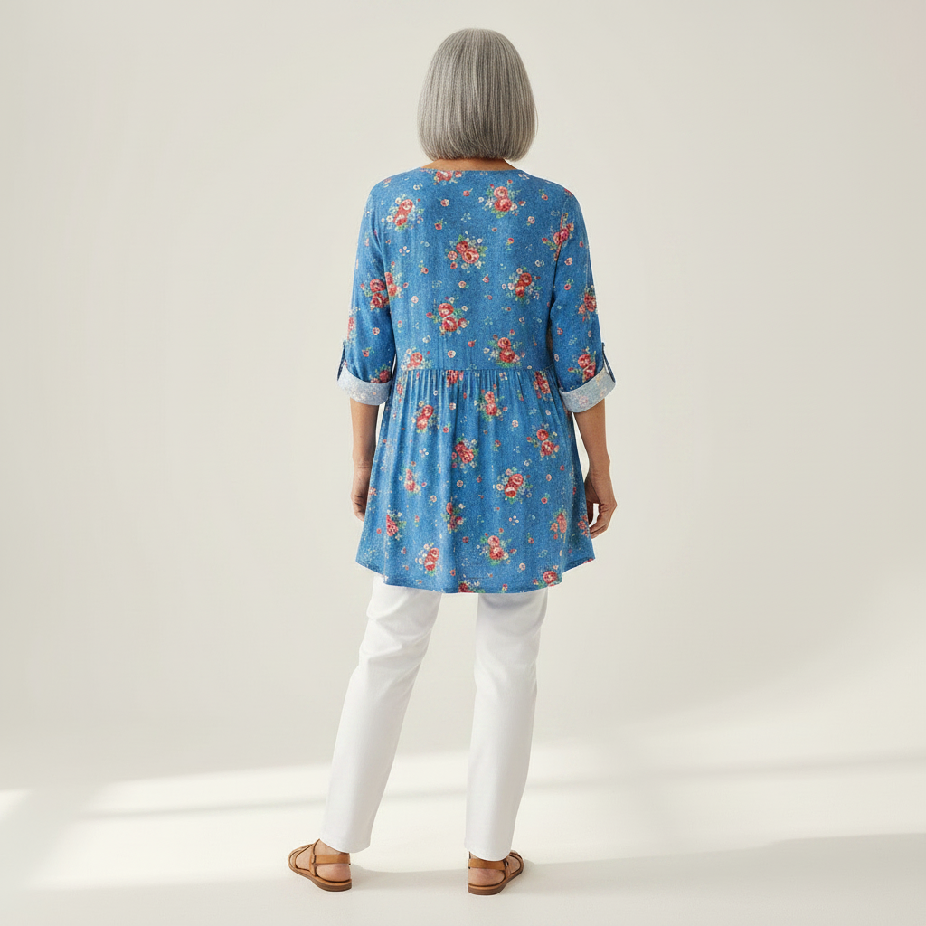 Ayla | Lange Bluse mit Muster - Rückansicht