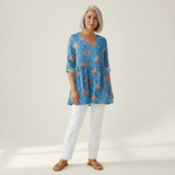 Ayla | Lange Bluse mit Muster - Vorderansicht