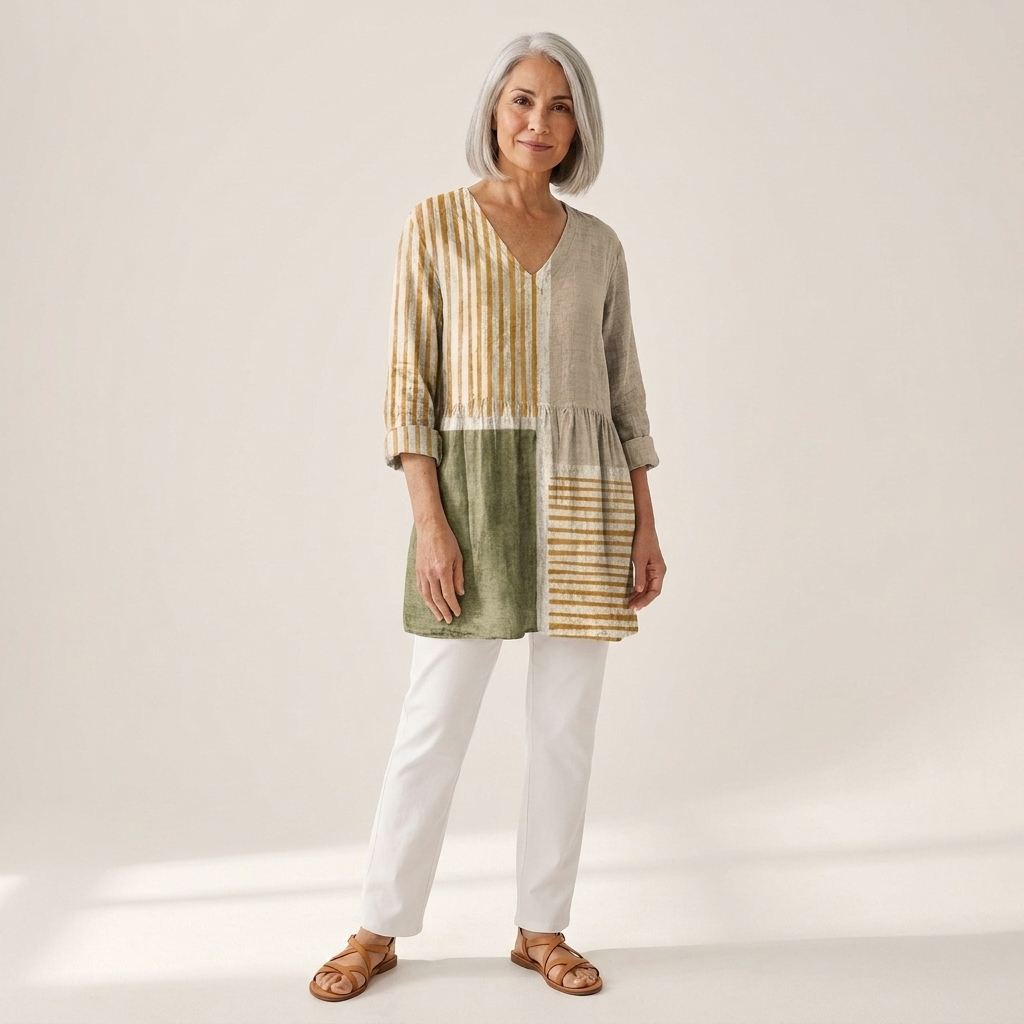 Maeve | Lange Bluse mit Muster - Vorderansicht