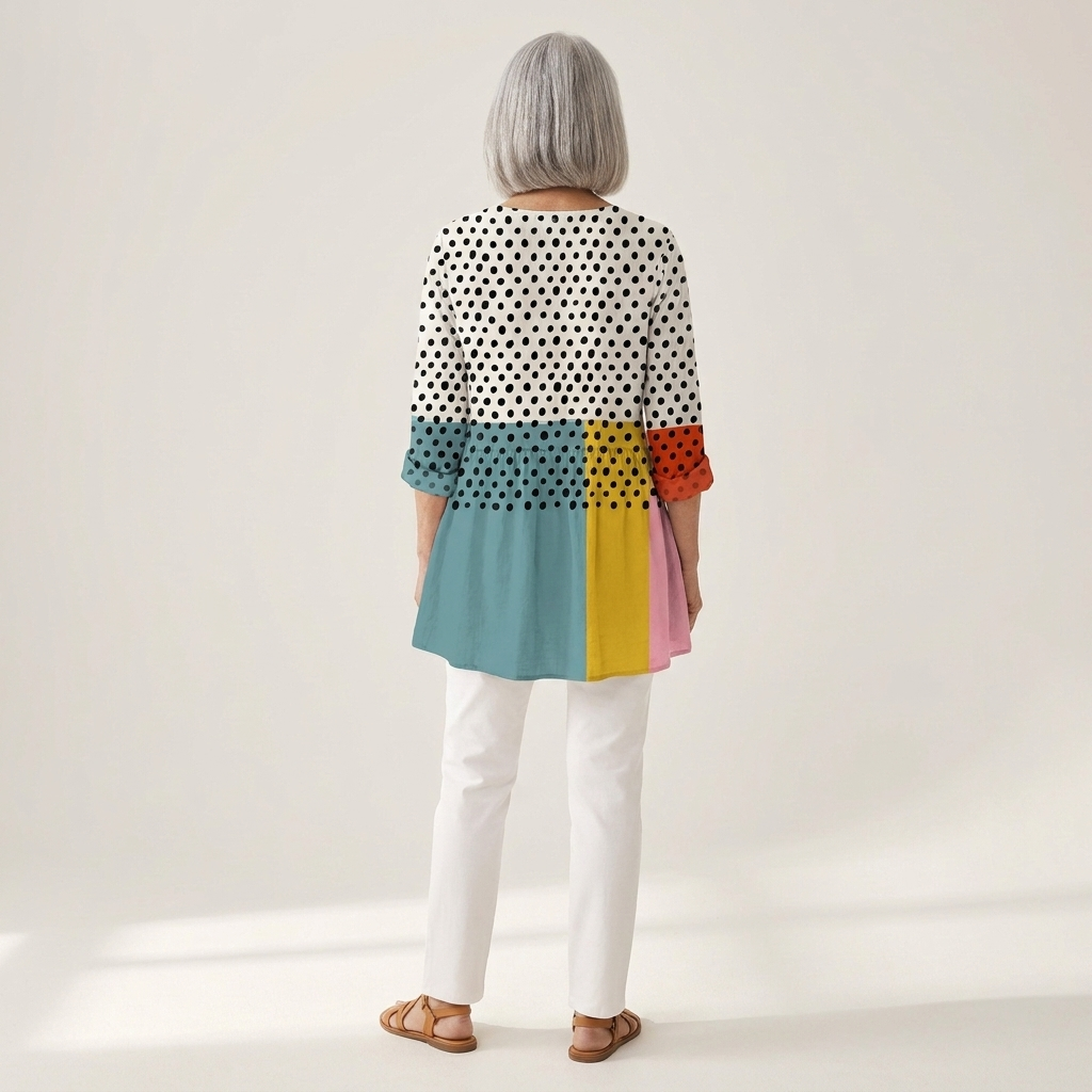 Nola | Lange Bluse mit Muster - Rückansicht