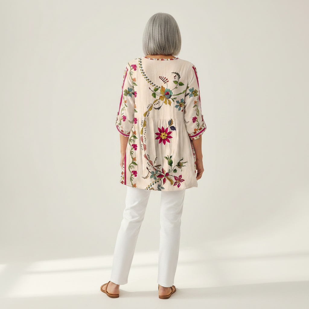 Aria | Lange Bluse mit Muster - Rückansicht