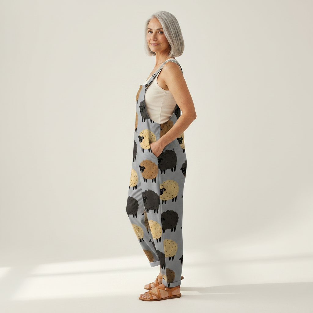 Elisabeth Bequeme bedruckte Latzhose, Detailansicht
