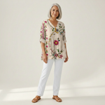 Aria | Lange Bluse mit Muster - Vorderansicht